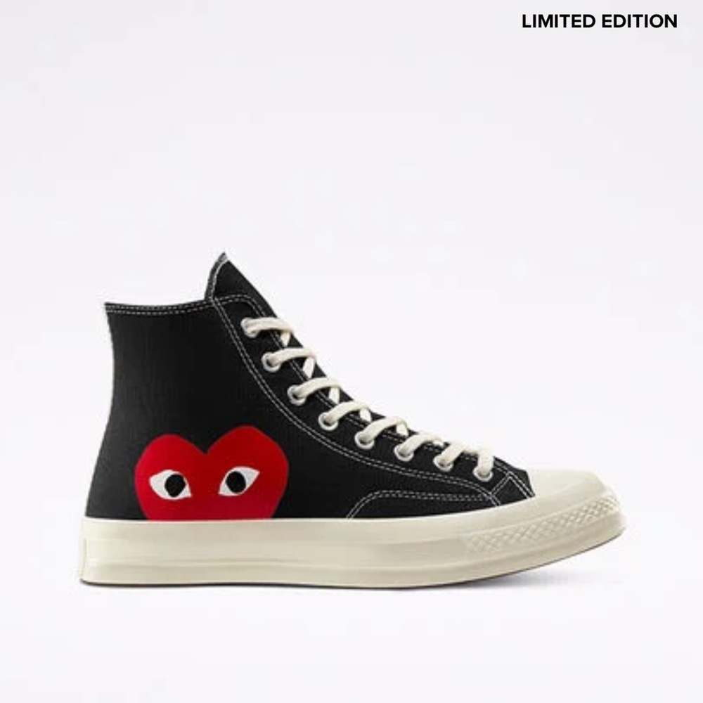 Converse Black and Red Heart Sneakers